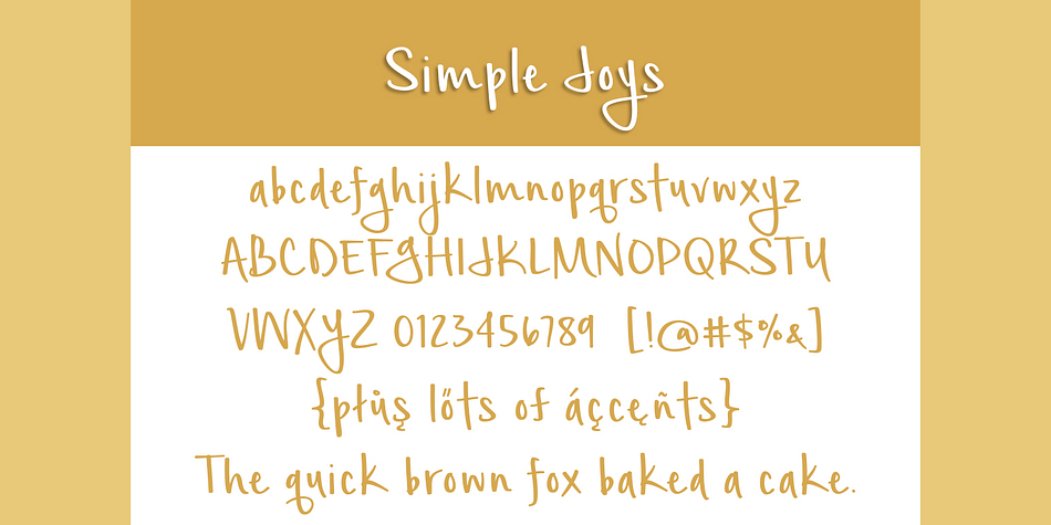 Displaying the beauty and characteristics of the Simple Joys font family.