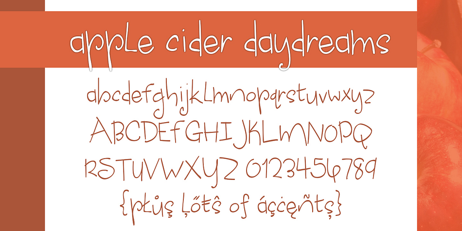 Displaying the beauty and characteristics of the Apple Cider Daydreams font family.