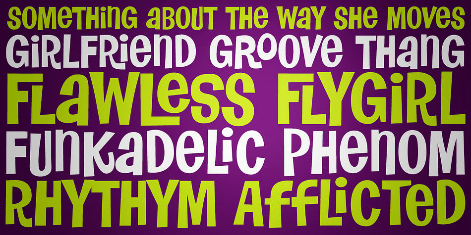 Flawless Flygirl is a quirky sans-serif font inspired by the titling sequence from the 1964 film, "The World of Henry Orient".