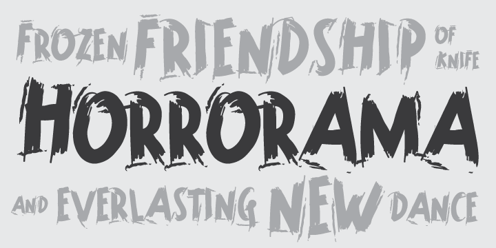 Displaying the beauty and characteristics of the Horrorama font family.