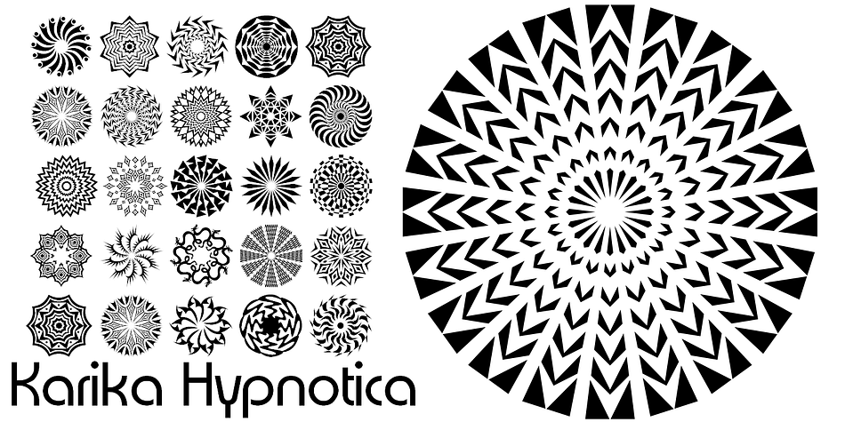 Karika Hypnotica is the 4th volume in the Karika series of swirly circular symbols.