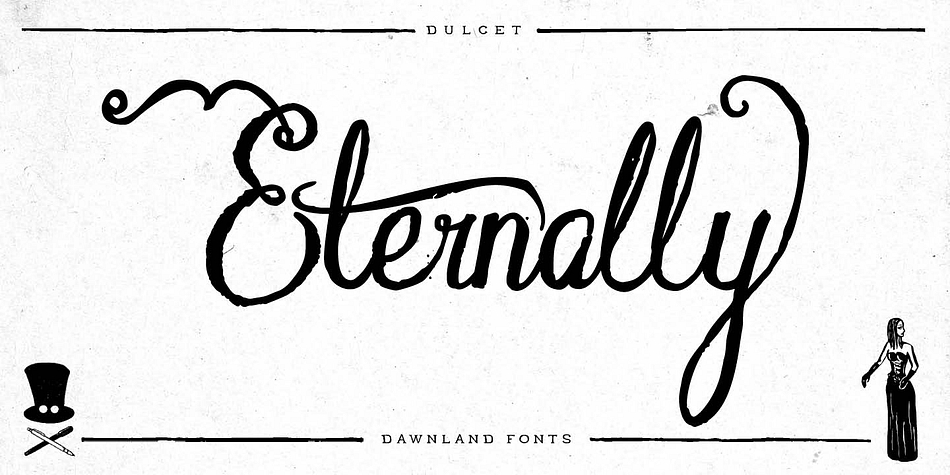 Dulcet is a hand lettered, rough, binding script with high ascenders & low-descenders.