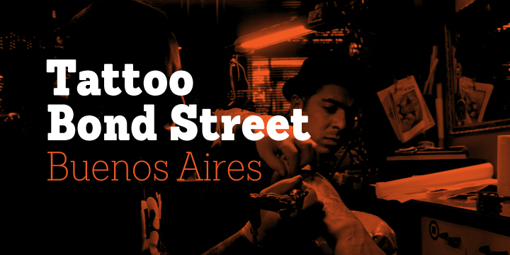 Sanchez Condensed font family example.