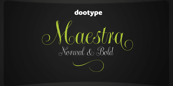 Maestra is a new dooType calligraphy font based on calligraphic style called Copperplate.