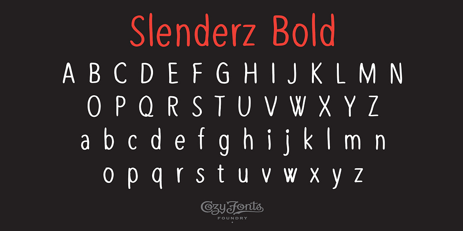 Slenderz is a casual, handwritten font that gives a reserved yet firm and legible personality to any headline or copy.