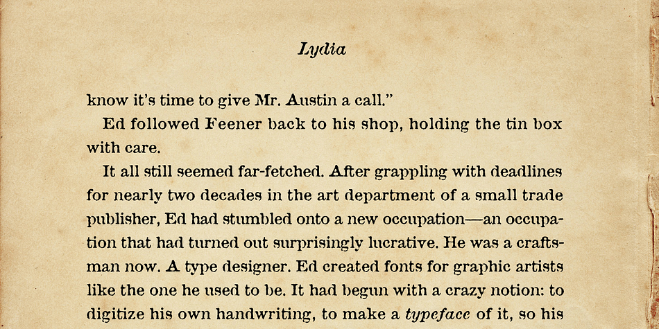 The full family has roman and true italic styles; OpenType features include true small capitals, old-style and lining figures, numerous ligatures, and Central/Eastern European alphabets.