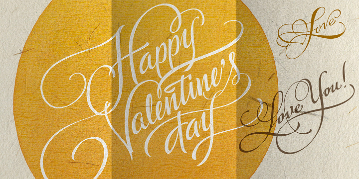 FM Valentines font family sample image.