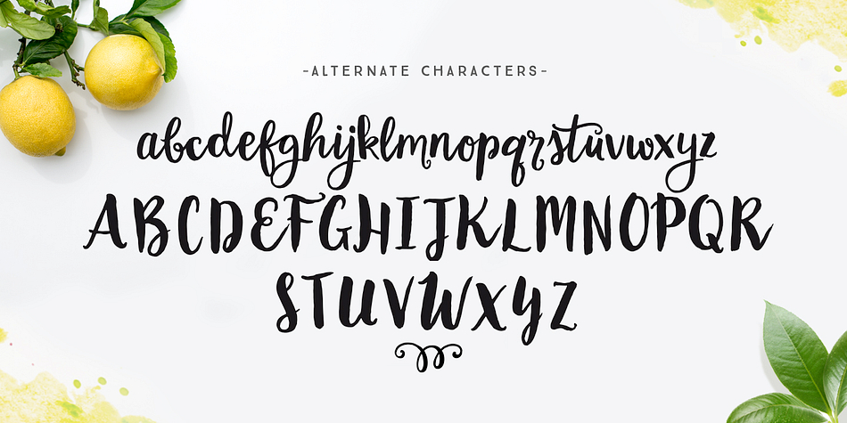 The script comes with alternates and ligatures.