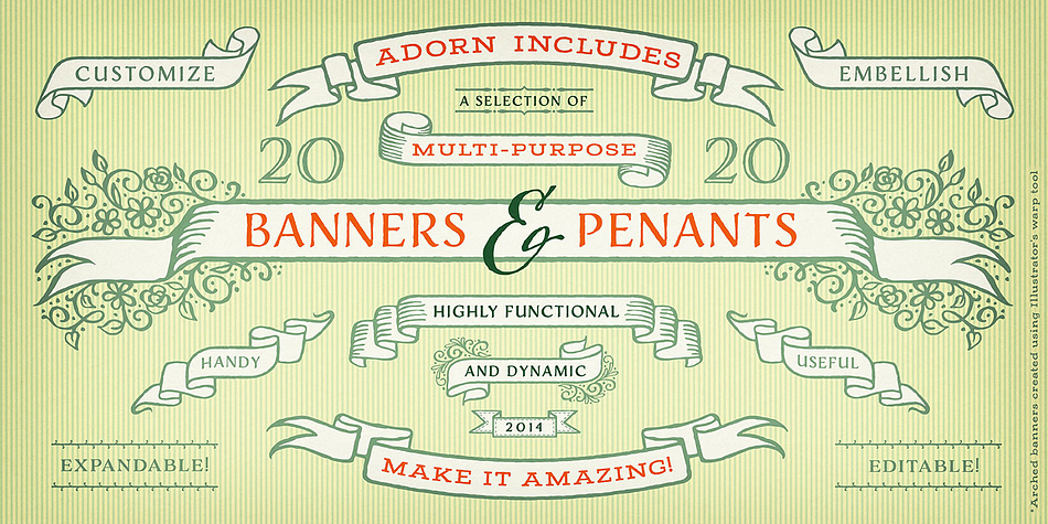 Displaying the beauty and characteristics of the Adorn Collection font family.