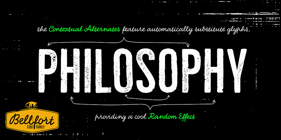 When the font is used in OpenType-savvy applications, the 3 variants of glyphs are automatically alternated to achieve a random-like effect.