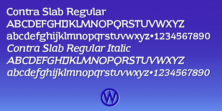 Emphasizing the favorited Contra Slab font family.