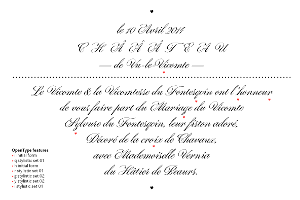 Vicomte FY font family sample image.