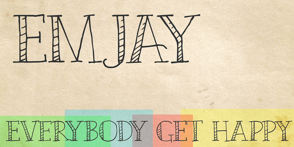 Emjay is a whimsical hand drawn all caps serif font.