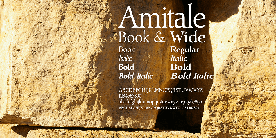 Displaying the beauty and characteristics of the Amitale  font family.