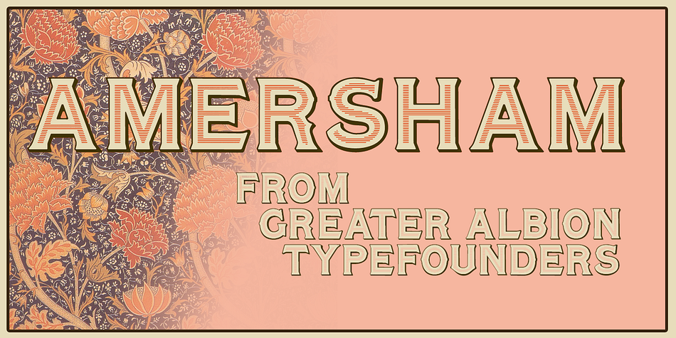 Amersham is a family of three copperplate display roman typefaces inspired by traditional sign writing techniques.