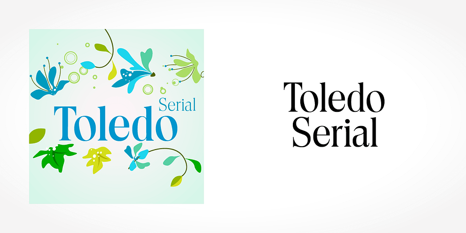 Displaying the beauty and characteristics of the Toledo Serial font family.