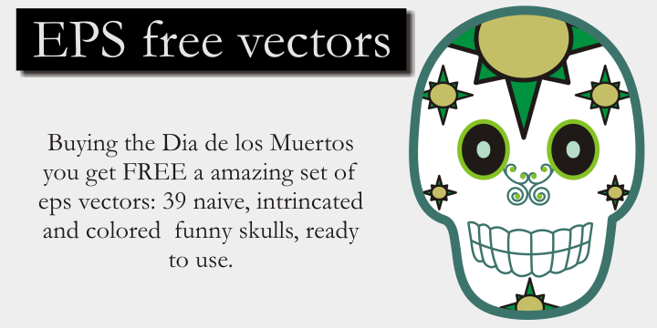 The Dia de los Muertos font is a dingbat font by Intellecta Design.