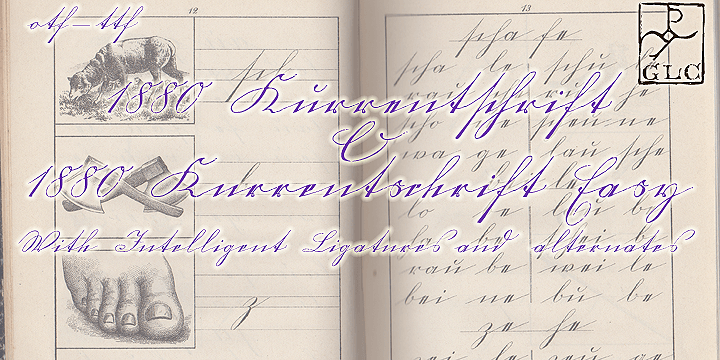 This font was inspirated by the old form of the so called "Kurrentschrift" German handwriting, based on late medieval cursive.