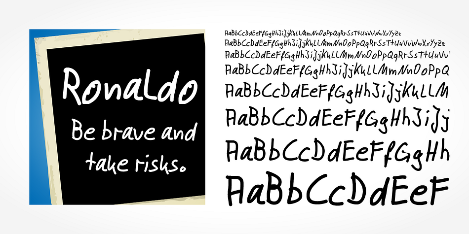 “Ronaldo Handwriting” is a beautiful typeface that mimics true handwriting closely.