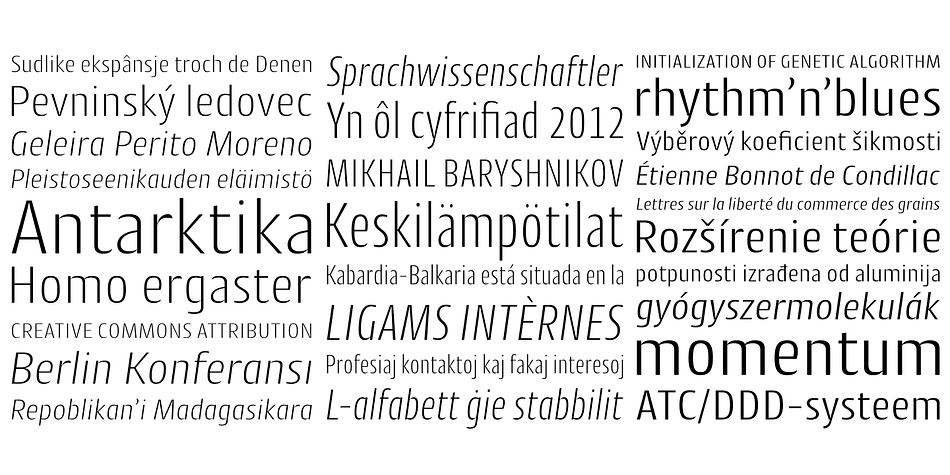 Cantiga font family sample image.