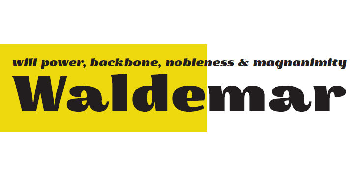 Displaying the beauty and characteristics of the Waldemar 4F font family.