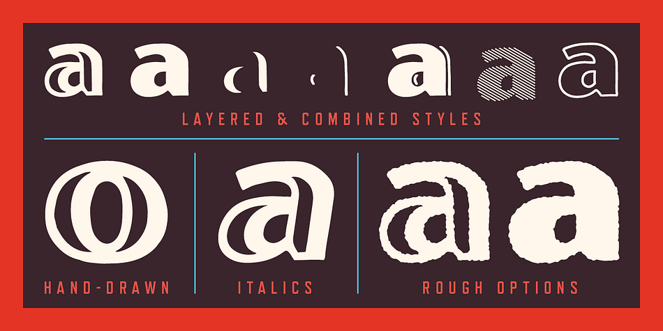 Oilvare also includes a few discretionary ligatures that you can turn on or off in Open Type savvy programs.

Here’s a tip for using layered fonts: When stacking text frames on top of one another, InDesign aligns everything from the start—Illustrator, however, might be vertically misaligned based on how it measures.