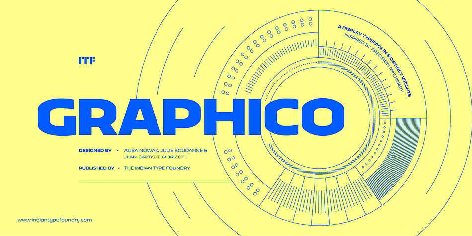Graphico is an extended display sans serif family.
