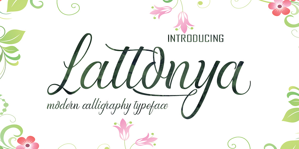 Lattonya is a handmade font with the character of the elegant movements of a dancer.