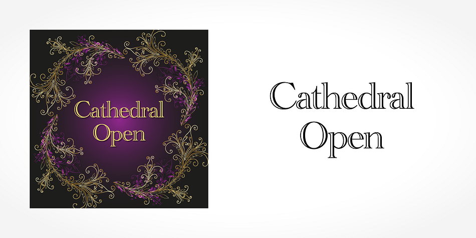 Cathedral Open is one of the fonts of the SoftMaker font library.