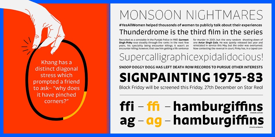 Displaying the beauty and characteristics of the Khang font family.