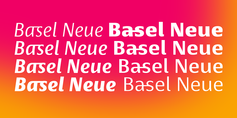 Basel Neue is the complete redesign of BaselSans ITD font, the first typeface of Isaco Type foundry, launched in 2009.