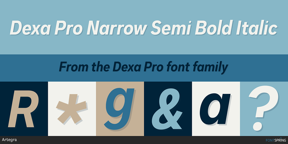 Dexa Pro Narrow Semi Bold Italic Font