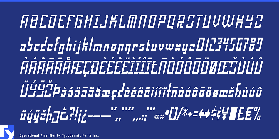 Displaying the beauty and characteristics of the Operational Amplifier font family.