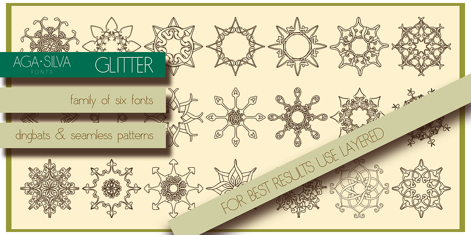 Displaying the beauty and characteristics of the Glitter font family.
