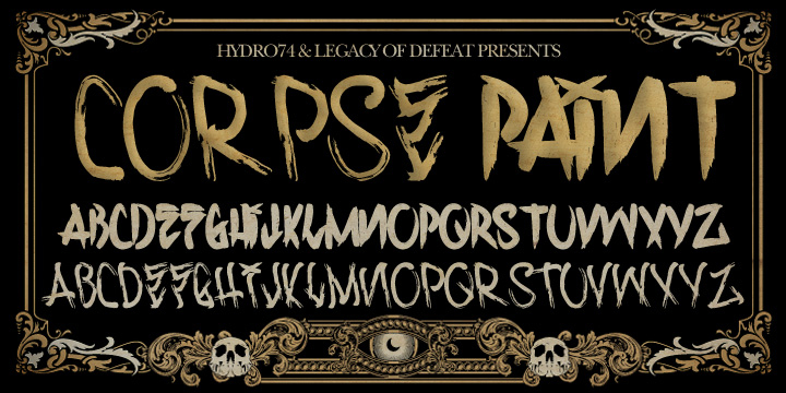 Displaying the beauty and characteristics of the Corpse Smudge font family.