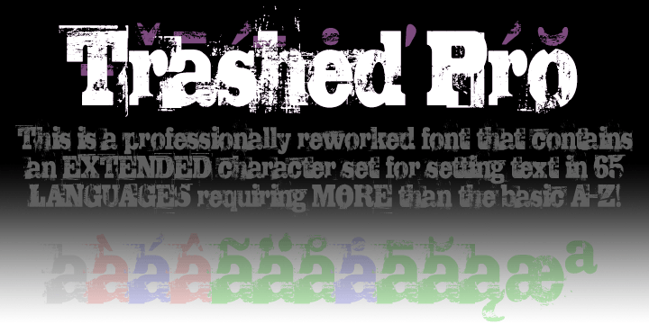 Highlighting the Trashed Pro font family.