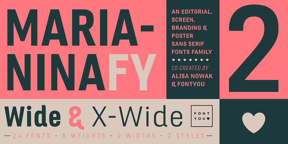 Displaying the beauty and characteristics of the Marianina Extended FY font family.