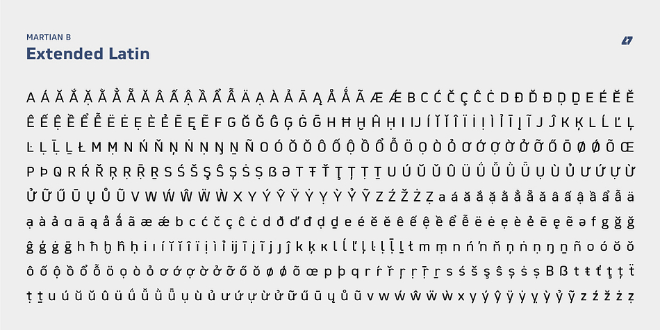 Martian B is a a nine font family.
