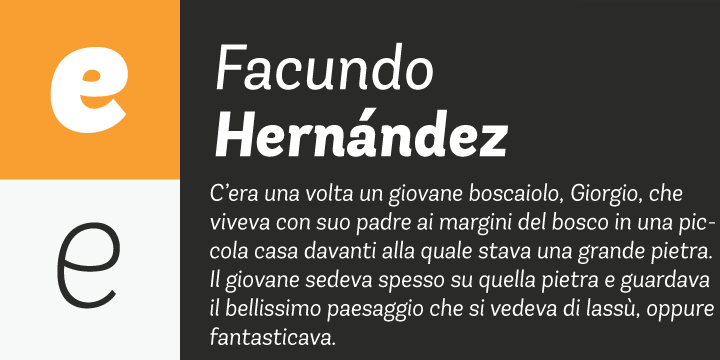 This typeface contains additional italic glyphs (a, y, z, g) that help to emphasise text or words.