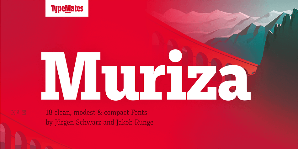 Styrian rooted and with a name dedicated to a region with soft rocks, forested mountains, narrow valleys and clear air “Muriza” is a modest slab serif with temptious curves: Its clear and economic typography linked to peculiarly shapes—like curved spurs instead of serifs—combines well working normalcy with refreshing uniqueness.
