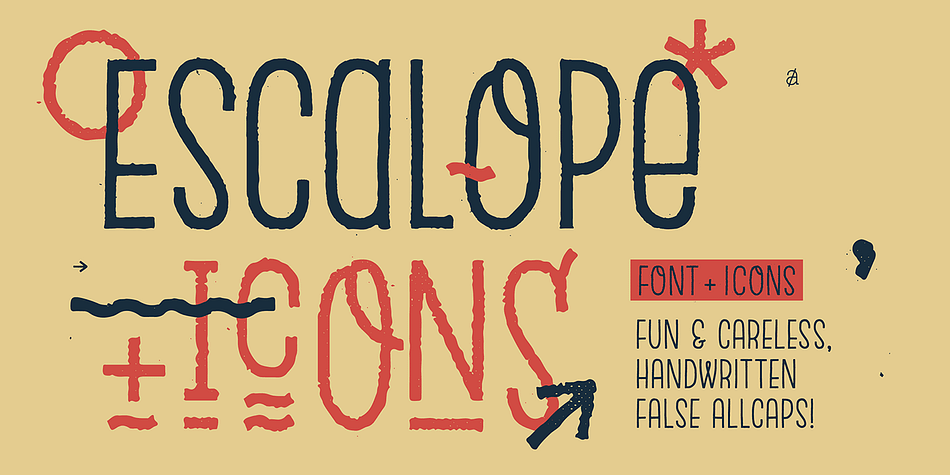 Escalope is a hand-drawn layered font with a crazy & unique personality: the low midline, the false-AllCaps style, all the fun & playfull Stylistic Sets will give your projects a new and fresh look!