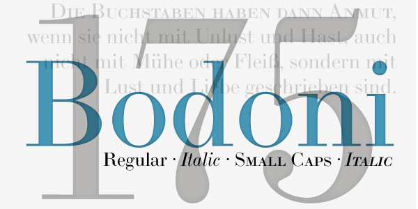 Giambattista Bodoni created this modern typeface in 1790 which served as the structural model for Sol Hess