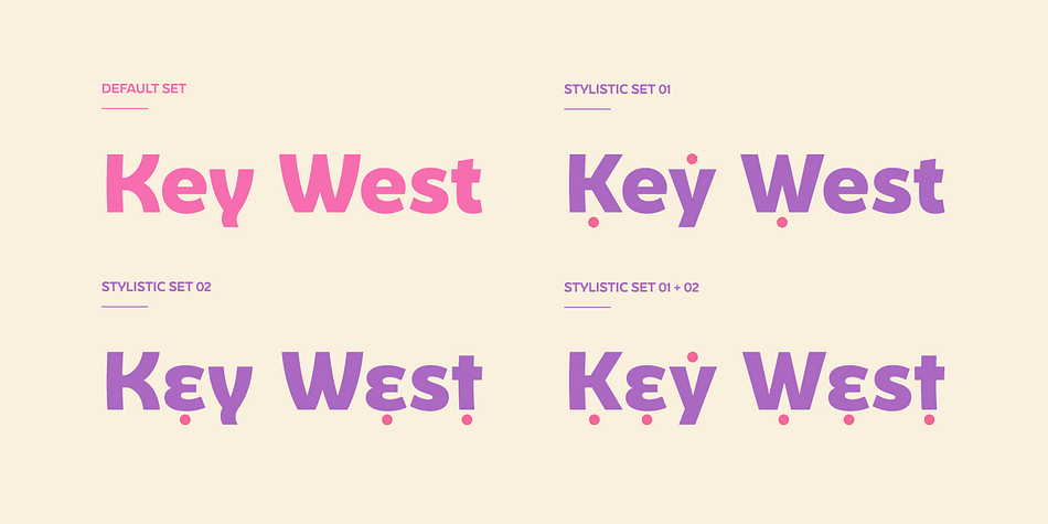 SS2 offers alternate glyphs for I, E, J, e, j and t, further expanding the possibilities of the typography.