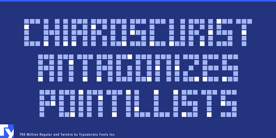 TRS-Million Twinkle is a pseudorandomized layer of dots which can be overlaid to appear as malfunctioning bright or dim LEDs.