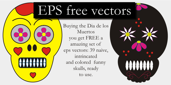 Dia de los Muertos is a dingbat font  and was published by Intellecta Design.