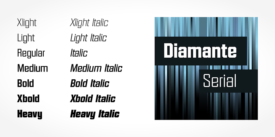 Highlighting the Diamante Serial font family.