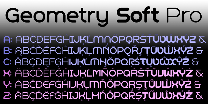 Displaying the beauty and characteristics of the Geometry Soft Pro font family.