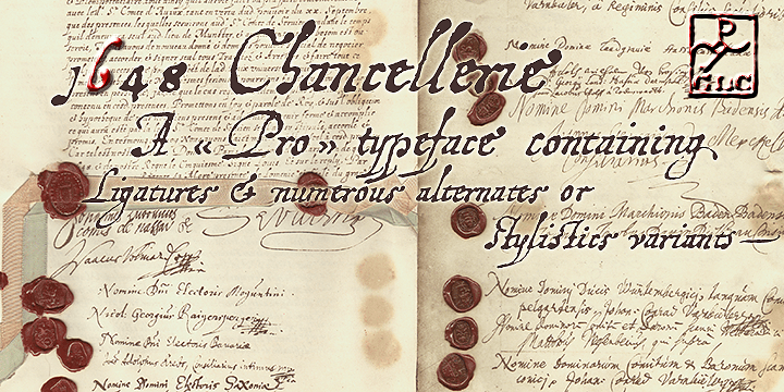 This font was created inspired from the hand written 1648 Munster peace treatise signed by French King Louis XIVst and German emperor Ferdinand IInd.