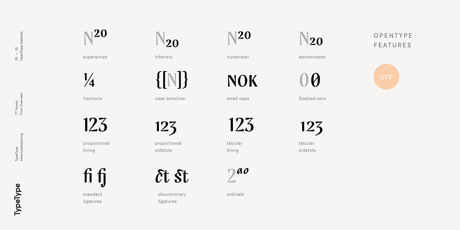 TT Nooks is an eight font, script and serif family by Typetype.