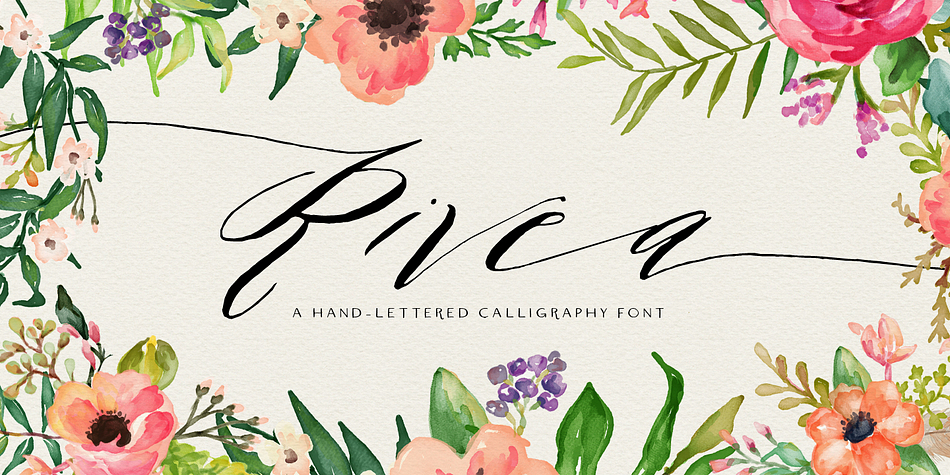 Rivea is two-font, hand-lettered script family designed to mimic real calligraphy.